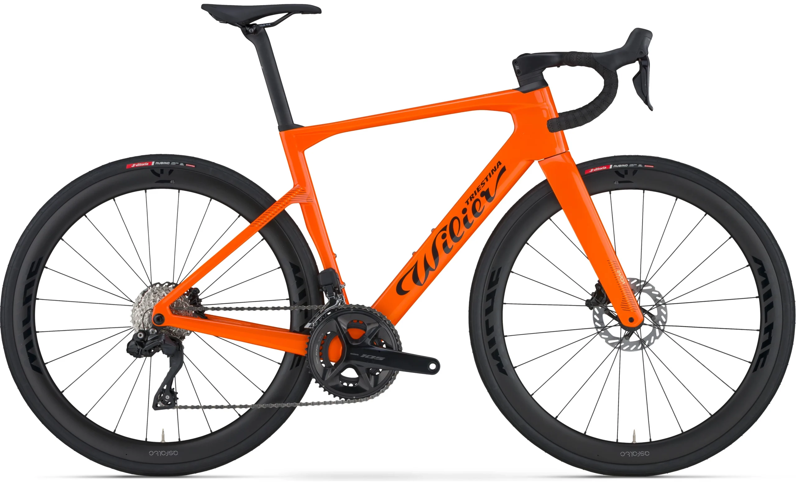 Wilier Rapida -SHIMANO 105 Di2 2×12 R7150 MICHE ASFALTO 45 CARBON orange