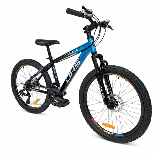 24 Inch, Blue-Black Kids Bicycle Dhs Terrana 2423